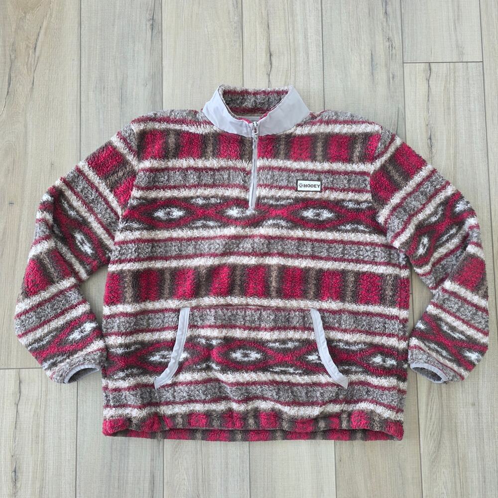 Hooey Aztec Burgundy/Tan 1/4 Zip Pullover Fleece Sweater Men Sz XL HJ077BUTN - Picture 10 of 10